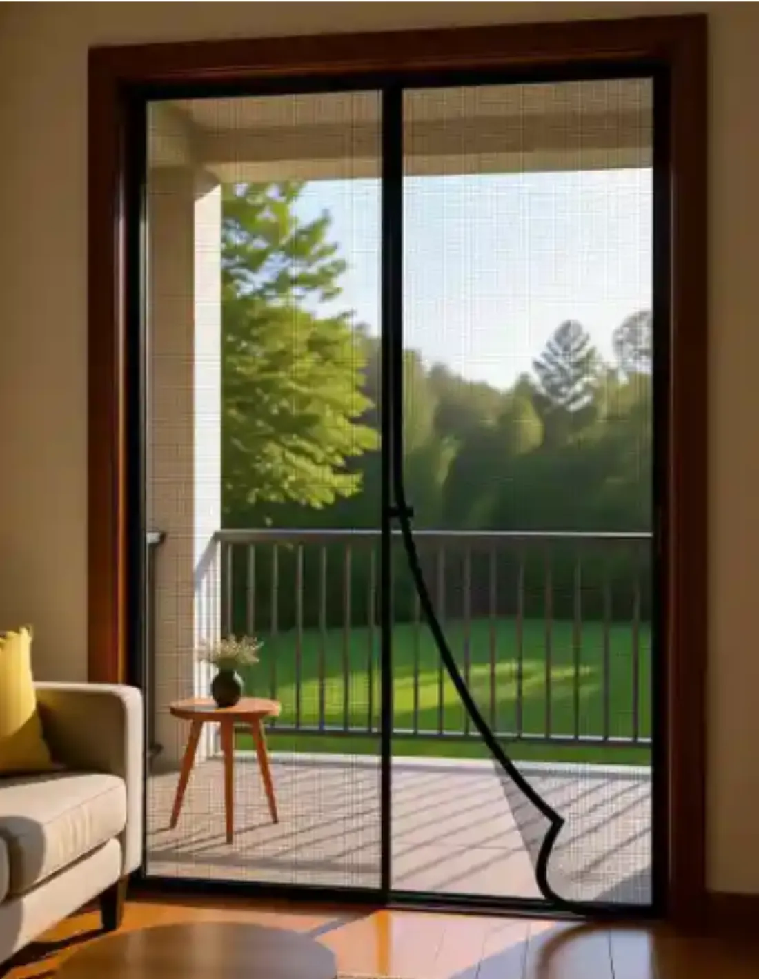 Balcony door mosquito net screen with fine black mesh